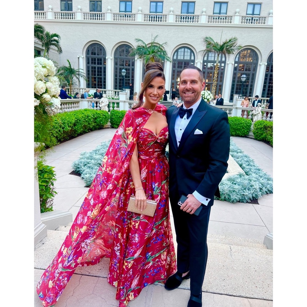 Marchesa evening gown with cape